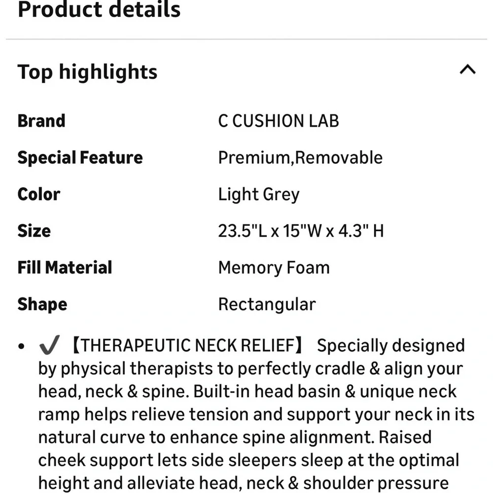 Cushion Lab Irganic Ergonomic Cervical Pillow For Neck Support